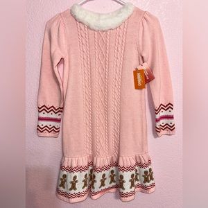 Girls Cable Knit Gingerbread Sweater Dress - Gingerbread House - Sweet Nothing